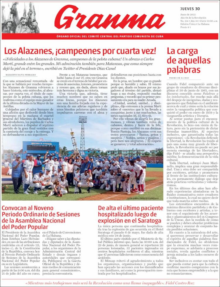 Portada de Granma (Cuba)