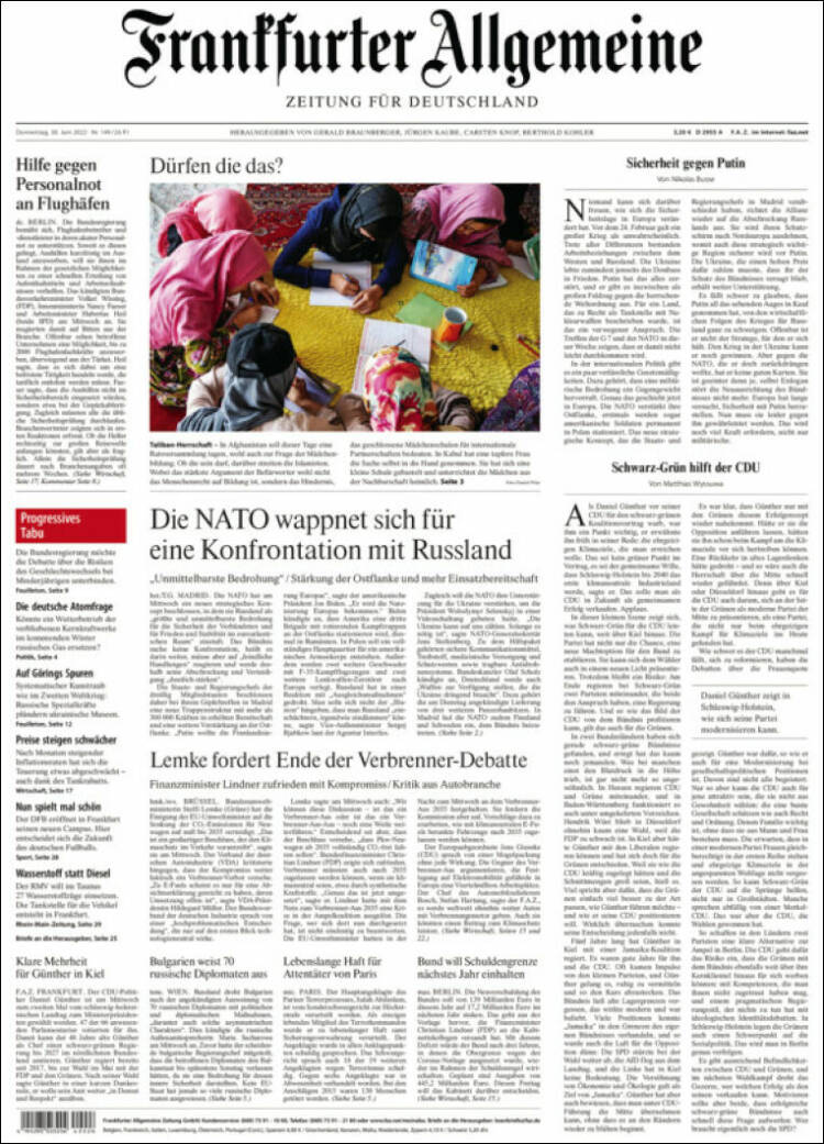 Portada de Frankfurter Allgemeine (Alemania)