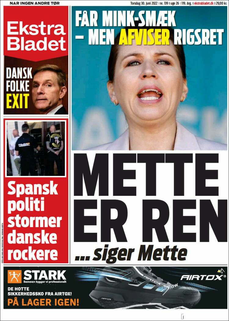 Newspaper Ekstra Bladet (Denmark). Newspapers In Denmark. Thursday's ...