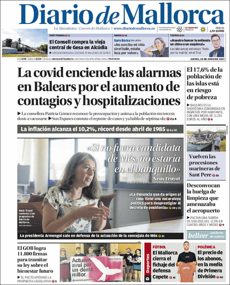 Portada de Diario de Mallorca (España)