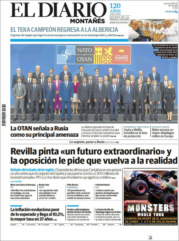 Portada de El Diario Montañés (España)