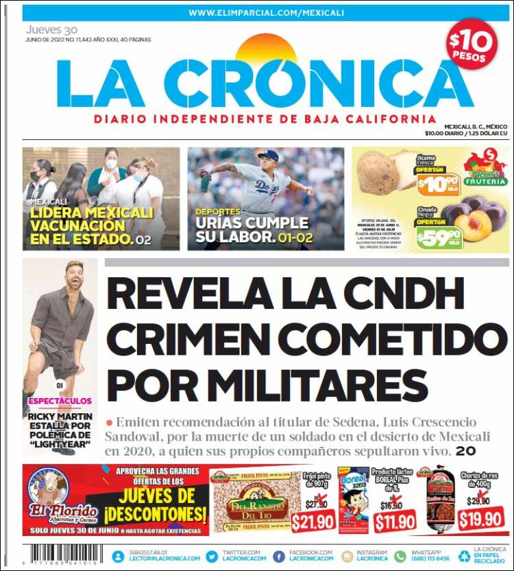 Portada de La Crónica de Baja California (Mexico)