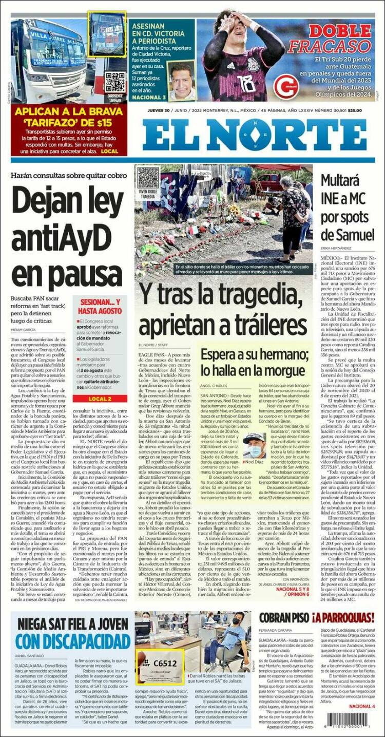 Portada de El Norte (México)