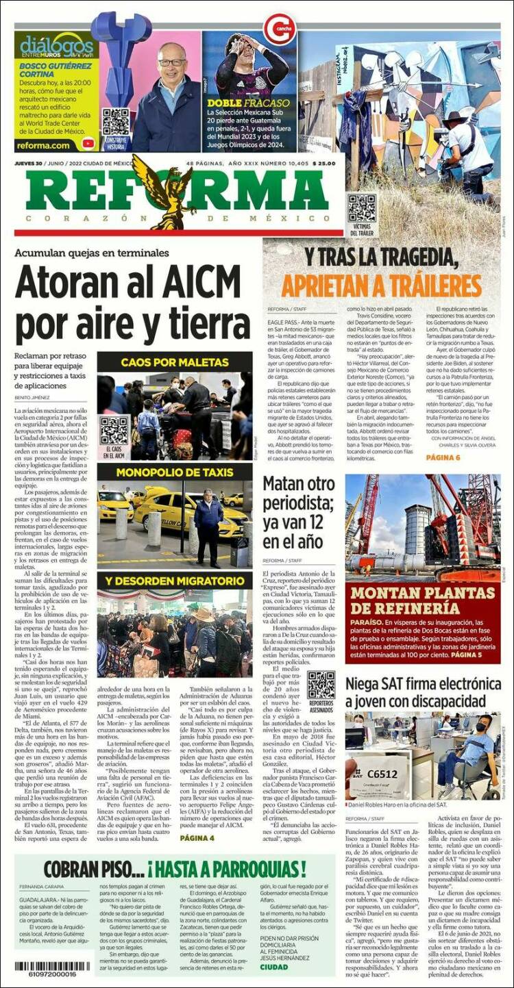 Portada de Reforma (México)