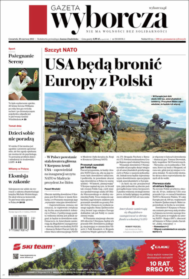 Portada de Gazeta Wyborcza (Polonia)