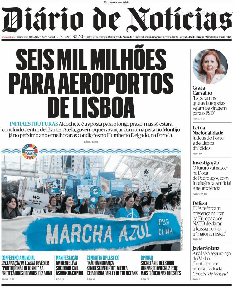 Portada de Diário de Noticias (Portugal)