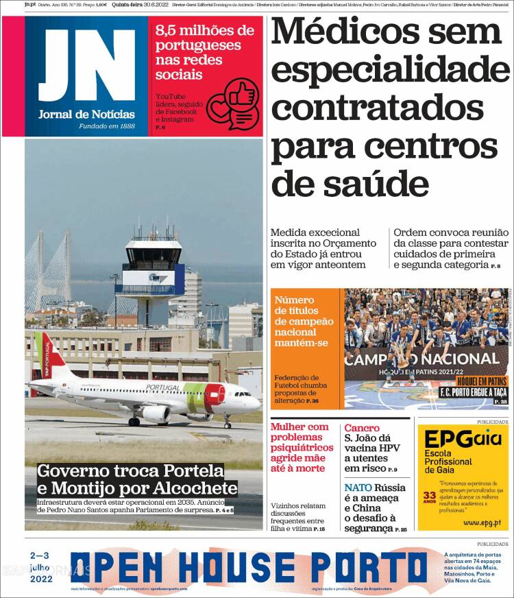Portada de Jornal de Notícias (Portugal)