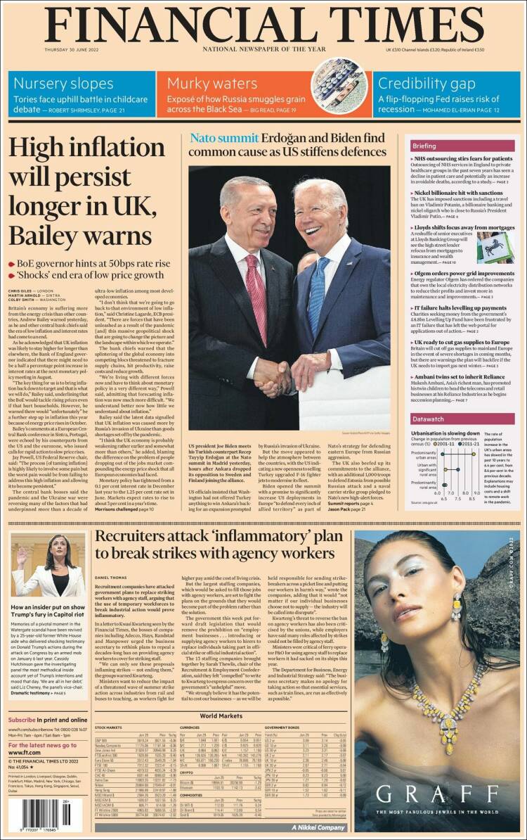 Portada de Financial Times (Reino Unido)