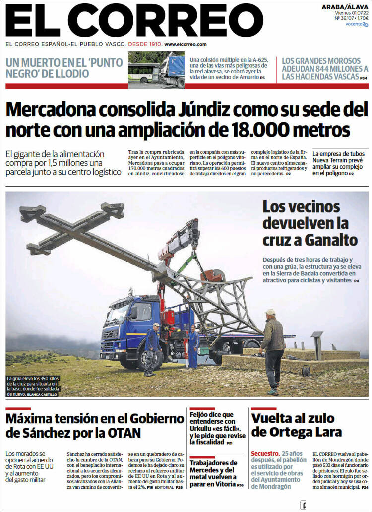 Portada de El Correo - Álava (Spain)