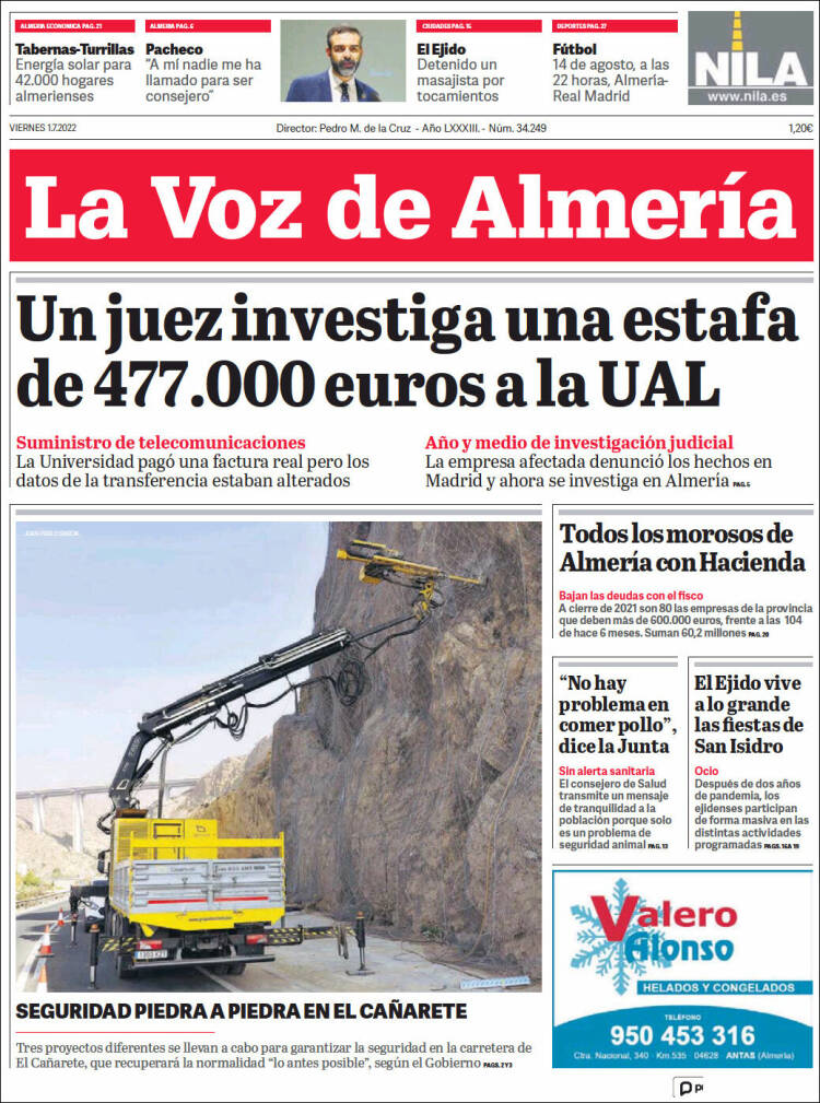 Portada de La Voz de Almería (España)