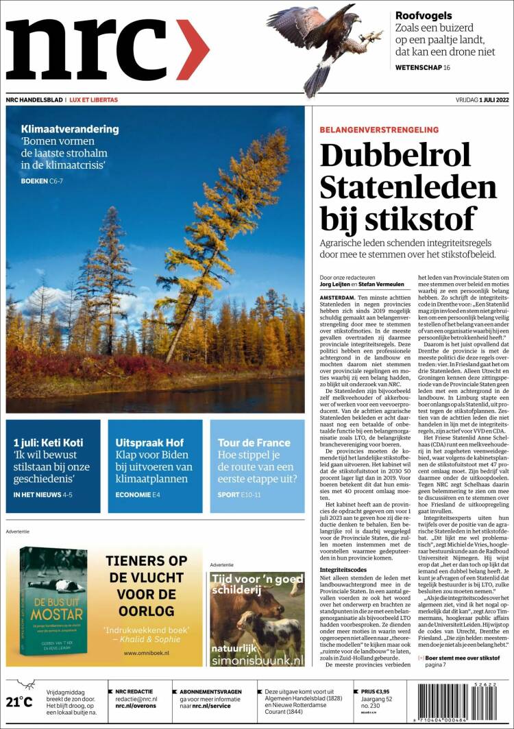 Portada de NRC Handelsblad (Pa&iacute;ses Bajos)