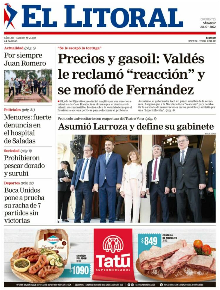 Portada de El Litoral Corrientes (Argentina)