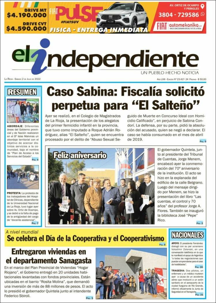 Portada de El Independiente (Argentina)