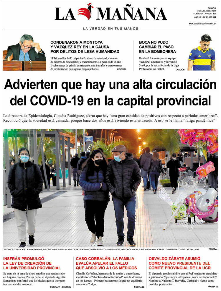 Portada de Diario La Mañana (Argentina)