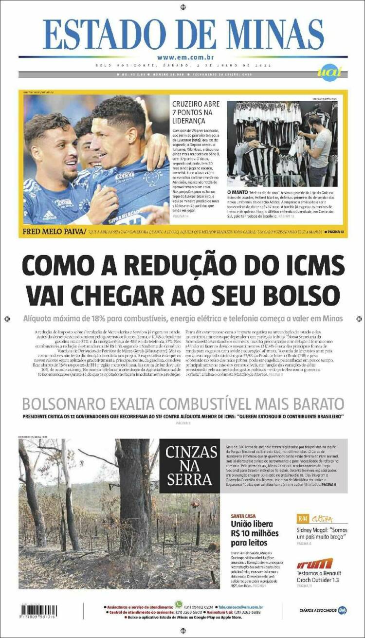 Portada de Jornal Estado de Minas (Brasil)