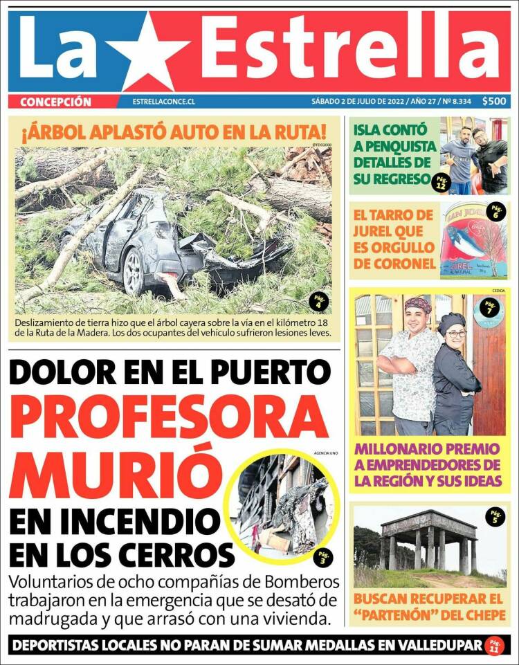 Portada de La Estrella de Concepción (Chile)