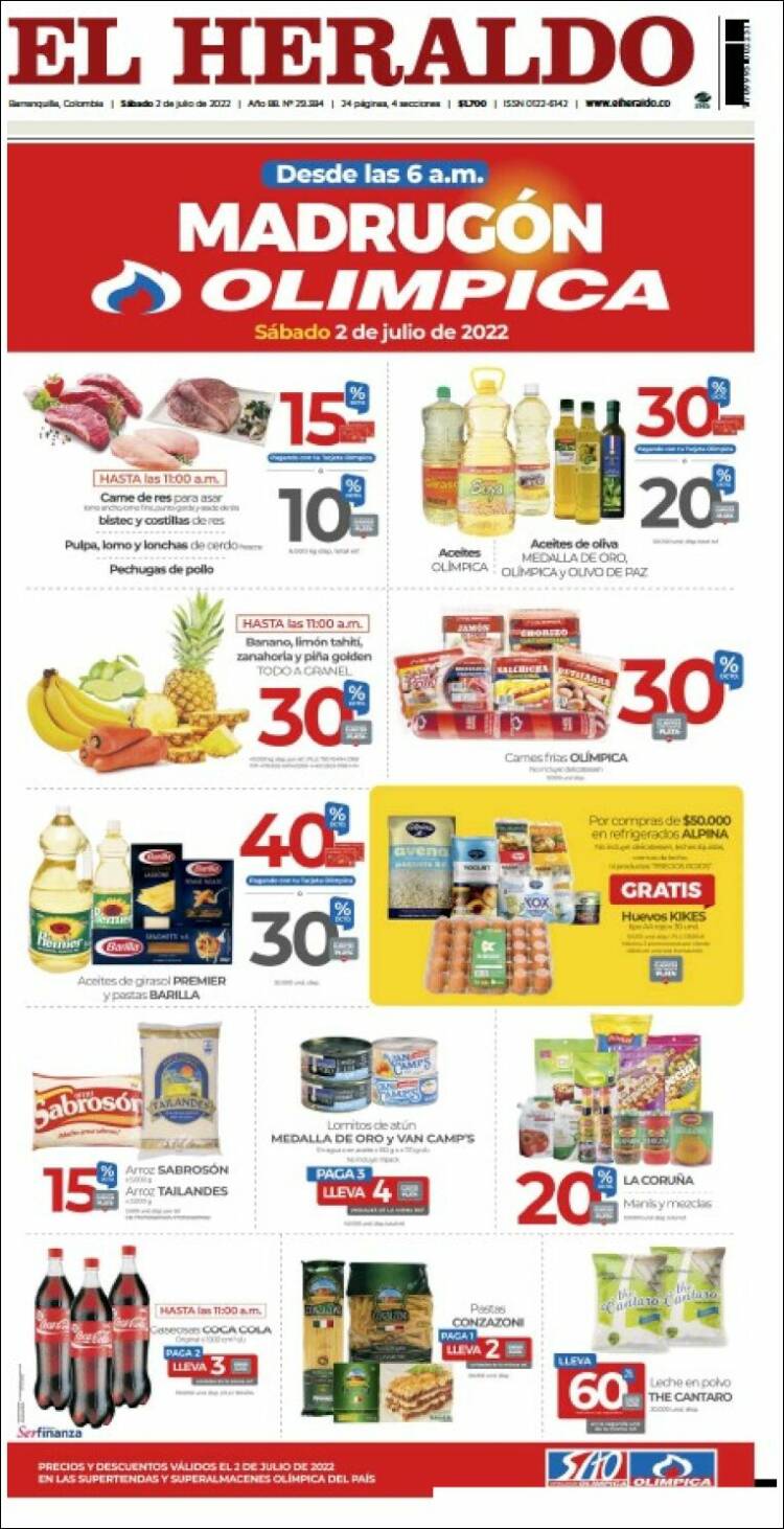 Portada de El Heraldo (Colombia)