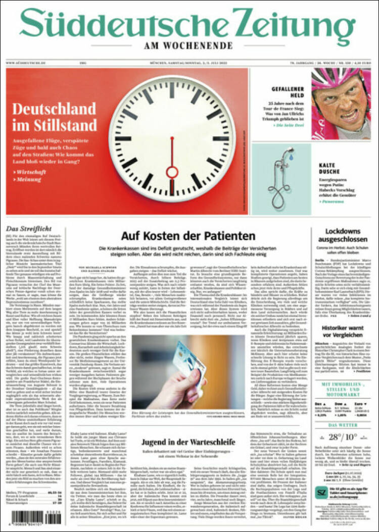 Portada de Sueddeutsche (Alemania)