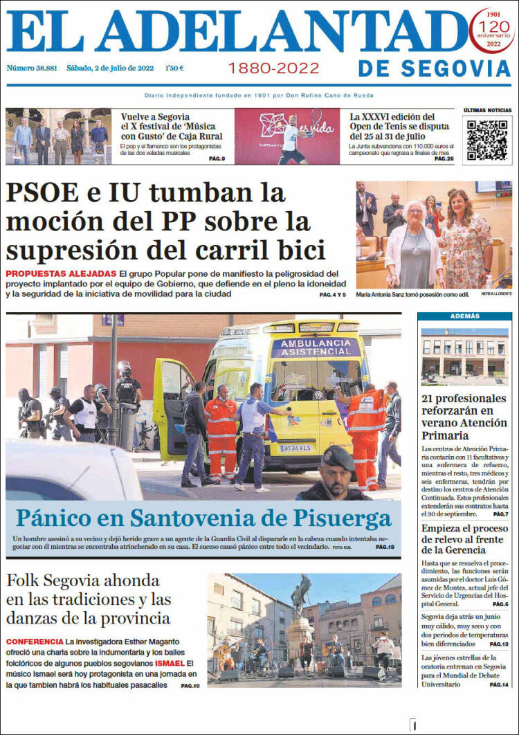 Portada de El Adelantado de Segovia (Espa&ntilde;a)