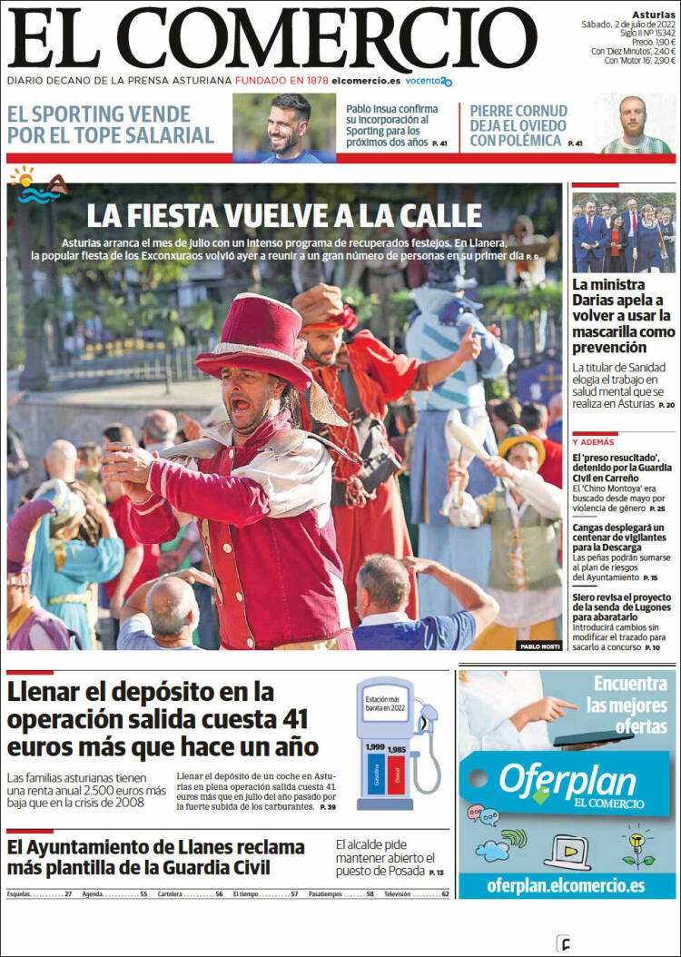 Portada de El Comercio (Espa&ntilde;a)