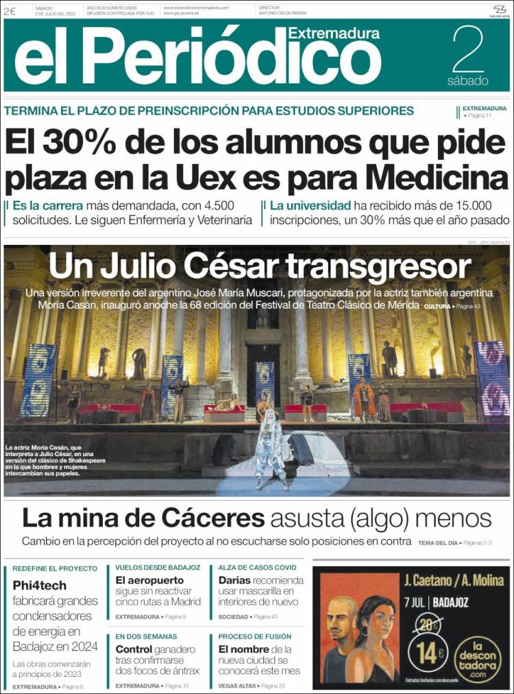 Portada de El Periódico de Extremadura (Espa&ntilde;a)