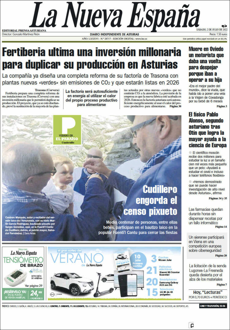 Portada de La Nueva España (Espa&ntilde;a)