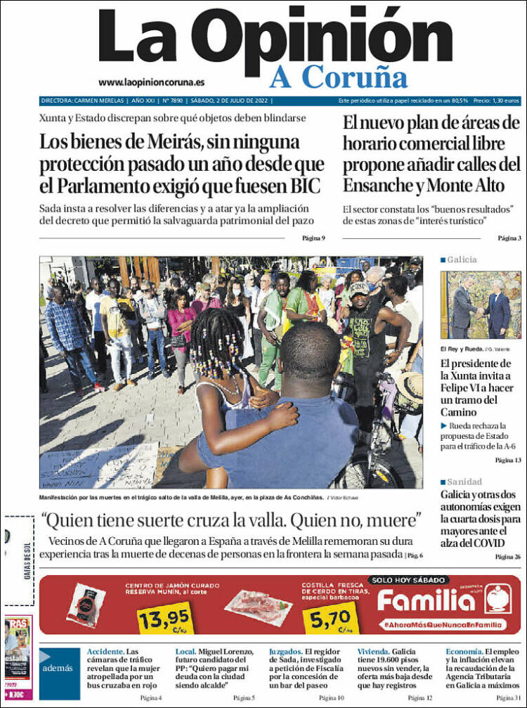 Portada de La Opinión de A Coruña (Espa&ntilde;a)