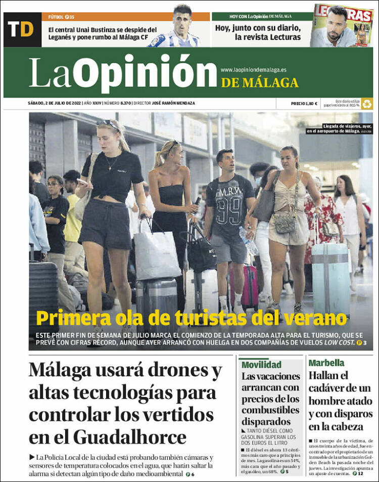 Portada de La Opinión de Málaga (Espa&ntilde;a)