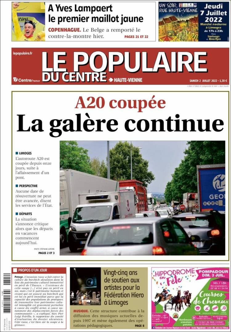 Portada de Le Populaire du Centre (Francia)