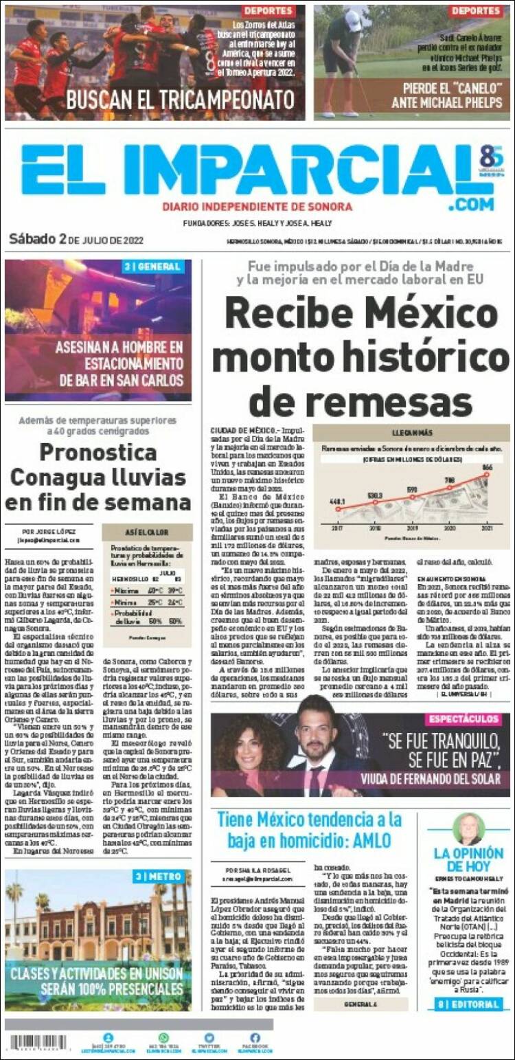 Portada de El Imparcial (M&eacute;xico)