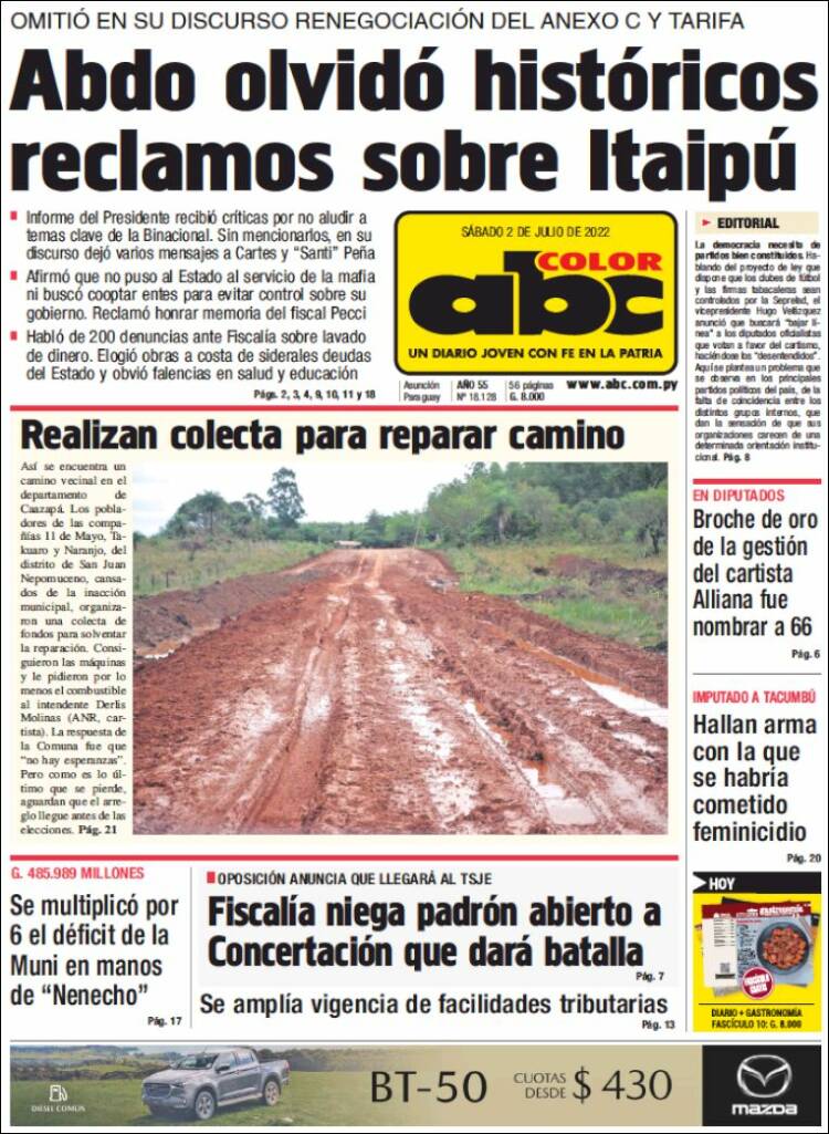 Portada de ABC Color (Paraguay)