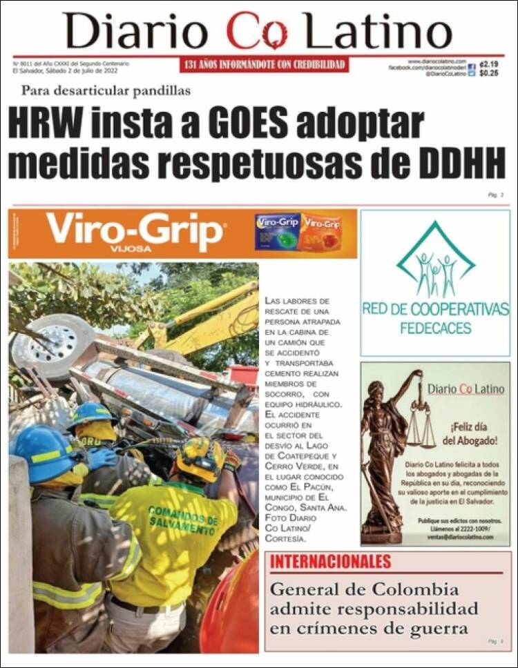 Portada de Diario Co Latino (El Salvador)