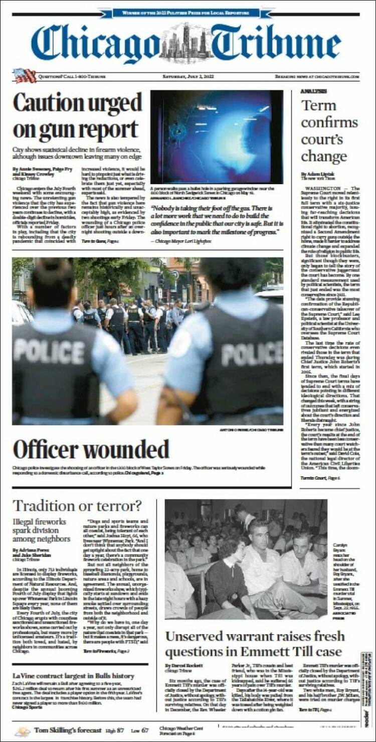 Portada de Chicago Tribune (USA)