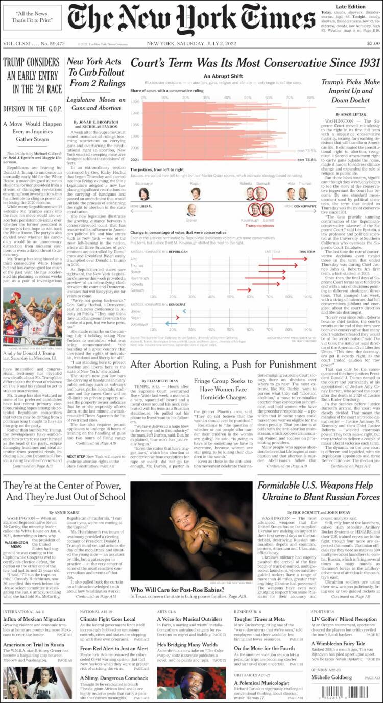 Portada de New York Times (USA)