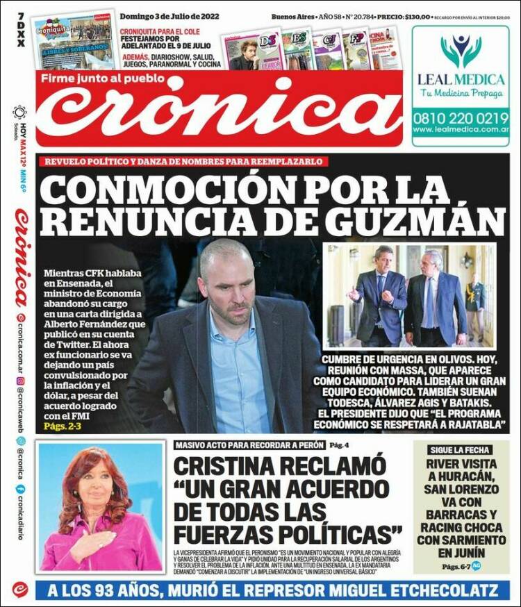 Portada de Diario El Libertador (Argentina)
