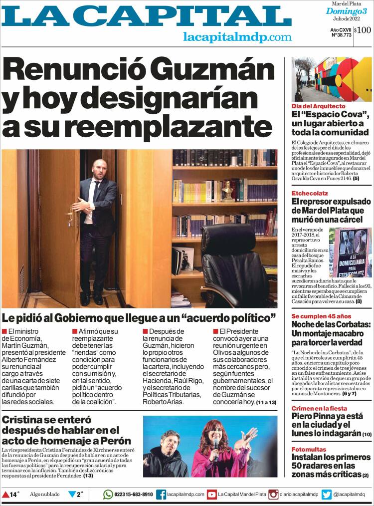 Portada de Diario La Capital - Mar del Plata (Argentina)