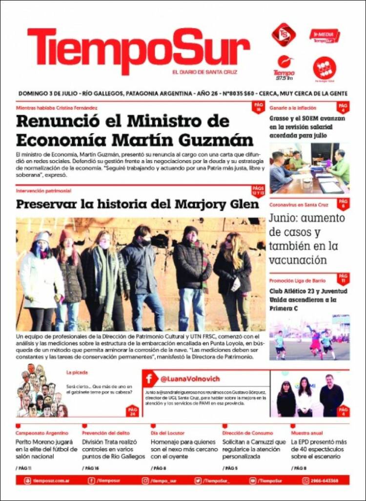Portada de Tiempo Sur (Argentina)