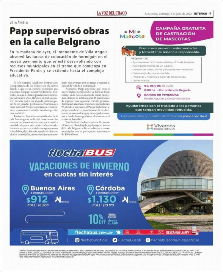 Portada de La Voz del Chaco (Argentina)