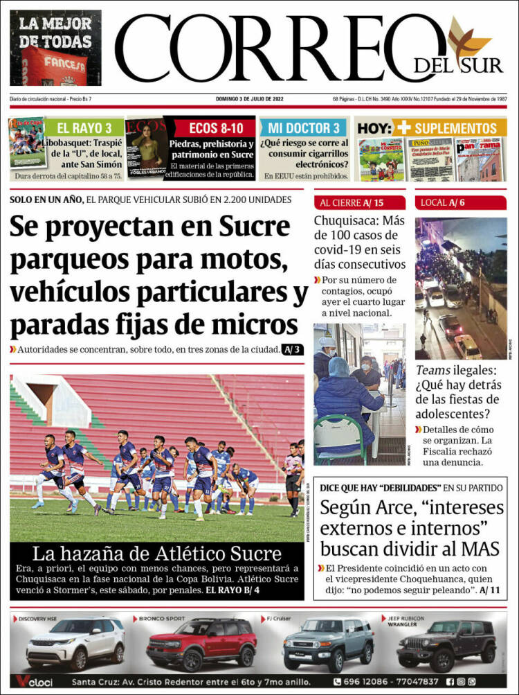 Portada de Correo Sur (Bolivia)