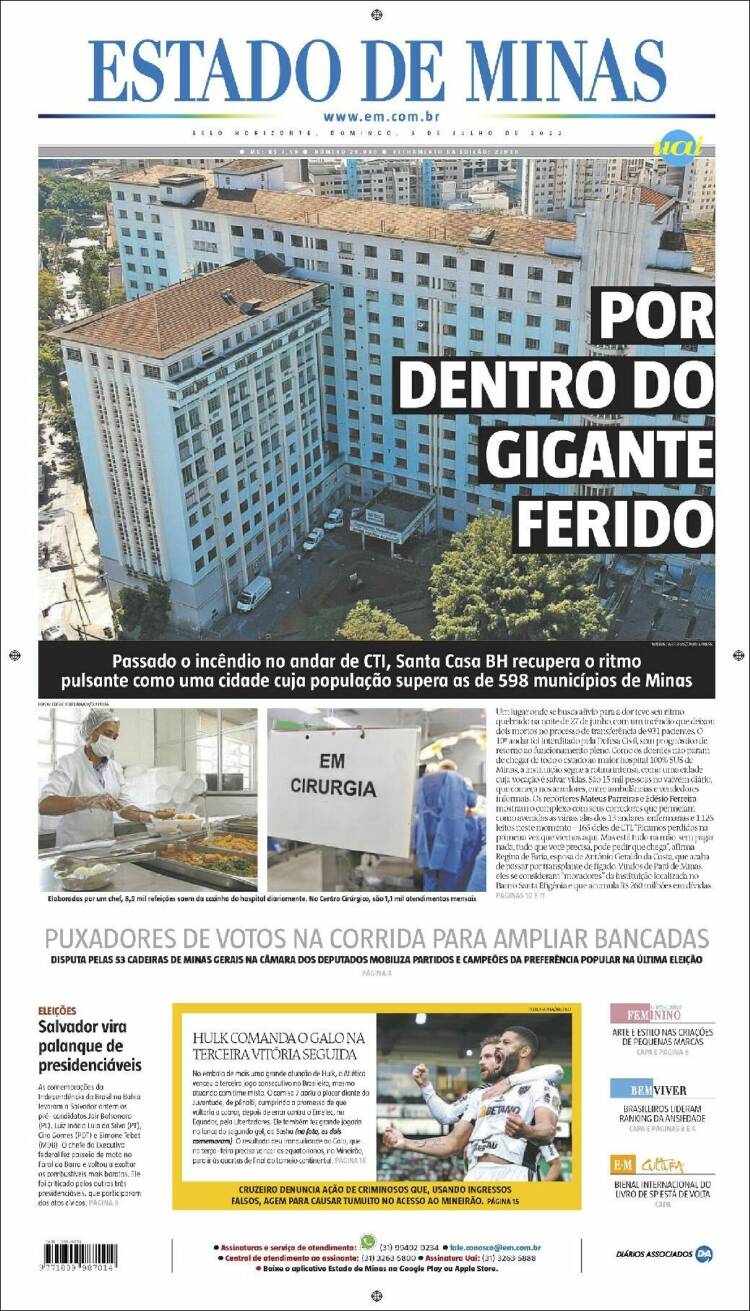 Portada de Jornal Estado de Minas (Brasil)