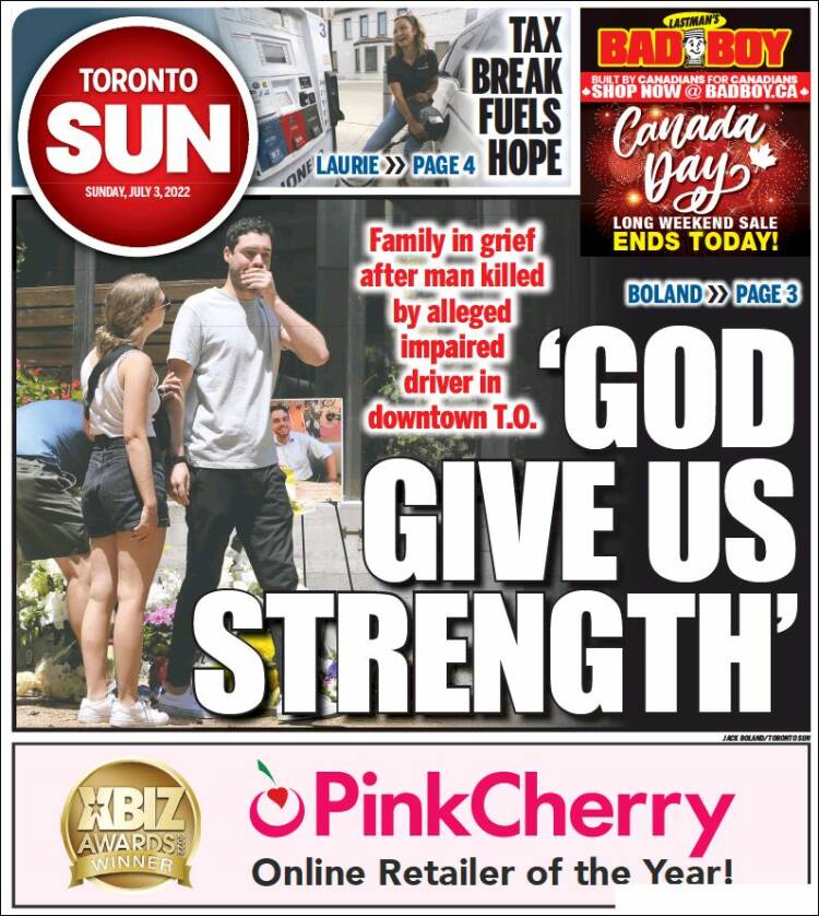 Portada de The Toronto Sun (Canadá)