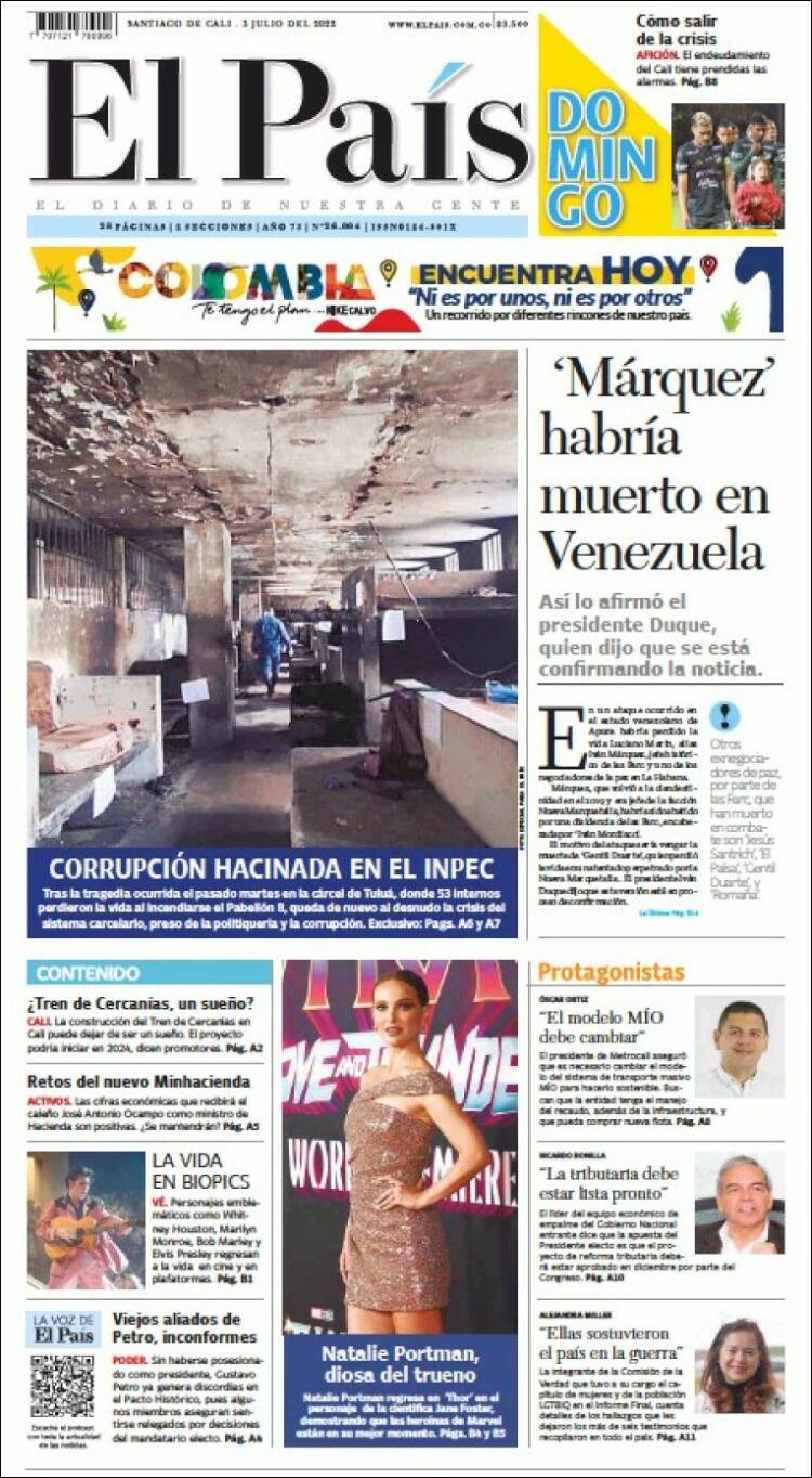 Portada de El País - Cali (Colombia)