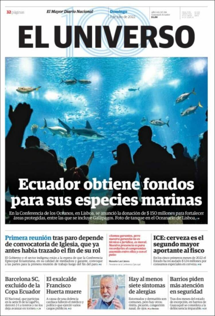 Portada de El Universo - Ecuador (Ecuador)