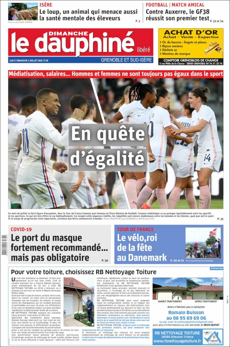 Portada de Le Dauphiné Libéré (Francia)
