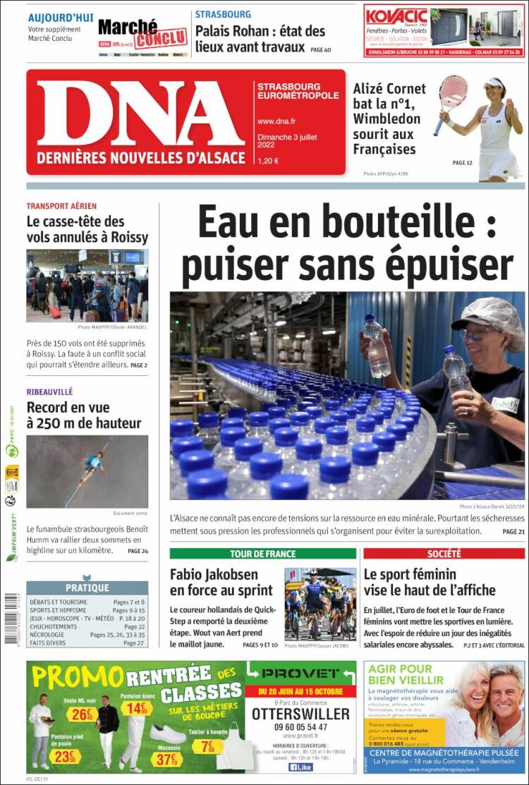 Portada de Les Dernières Nouvelles d'Alsace (Francia)