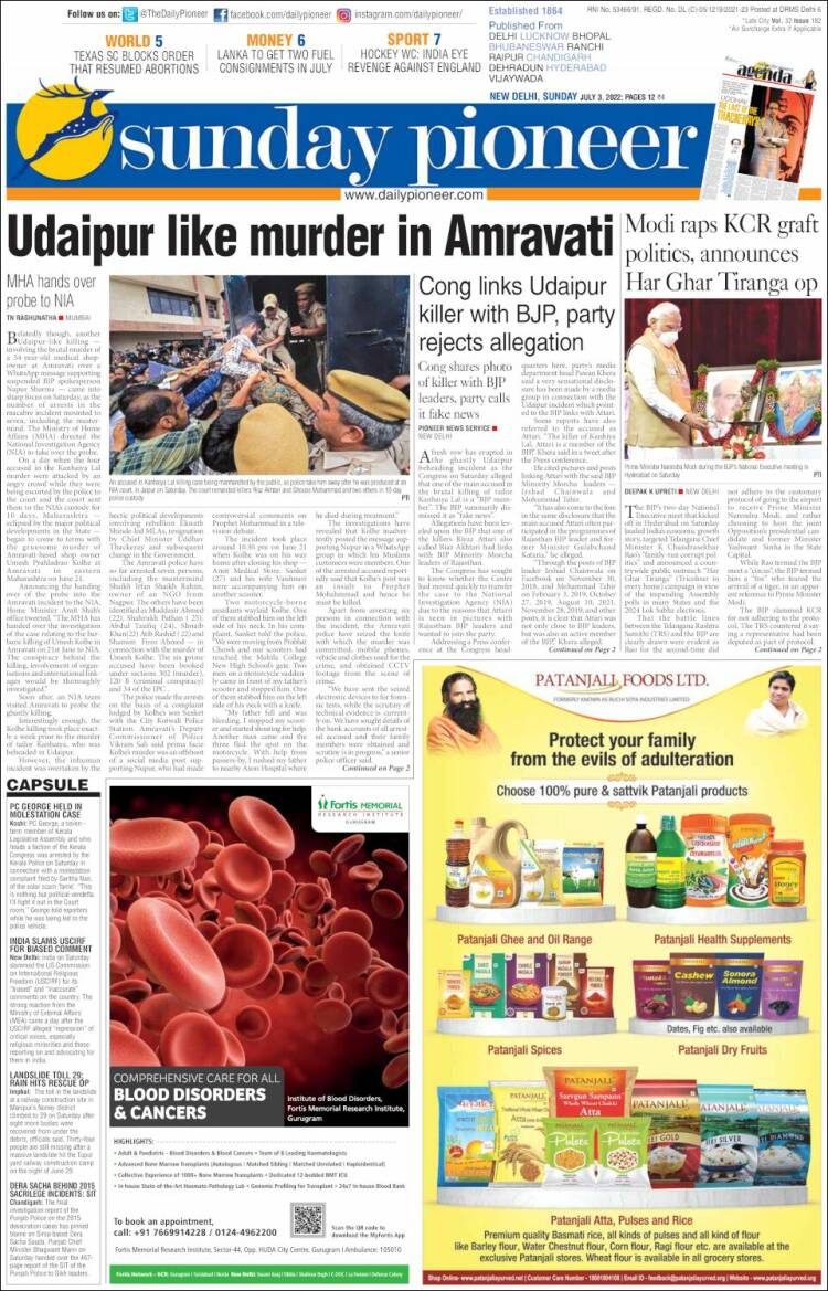 Portada de The Pioneer (India)