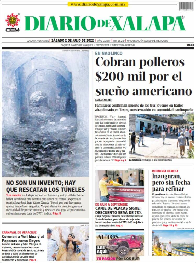 Portada de Diario de Xalapa (M&eacute;xico)