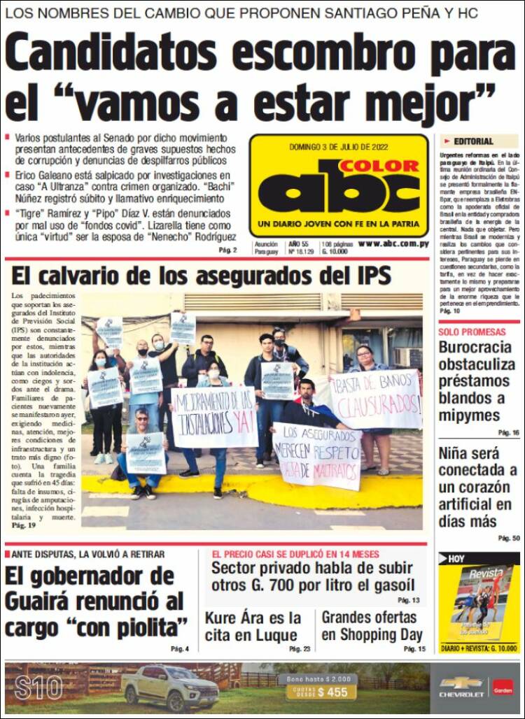 Portada de ABC Color (Paraguay)