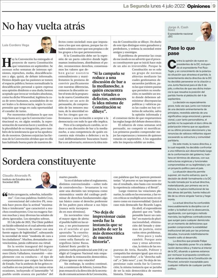 Portada de La Segunda (Chile)