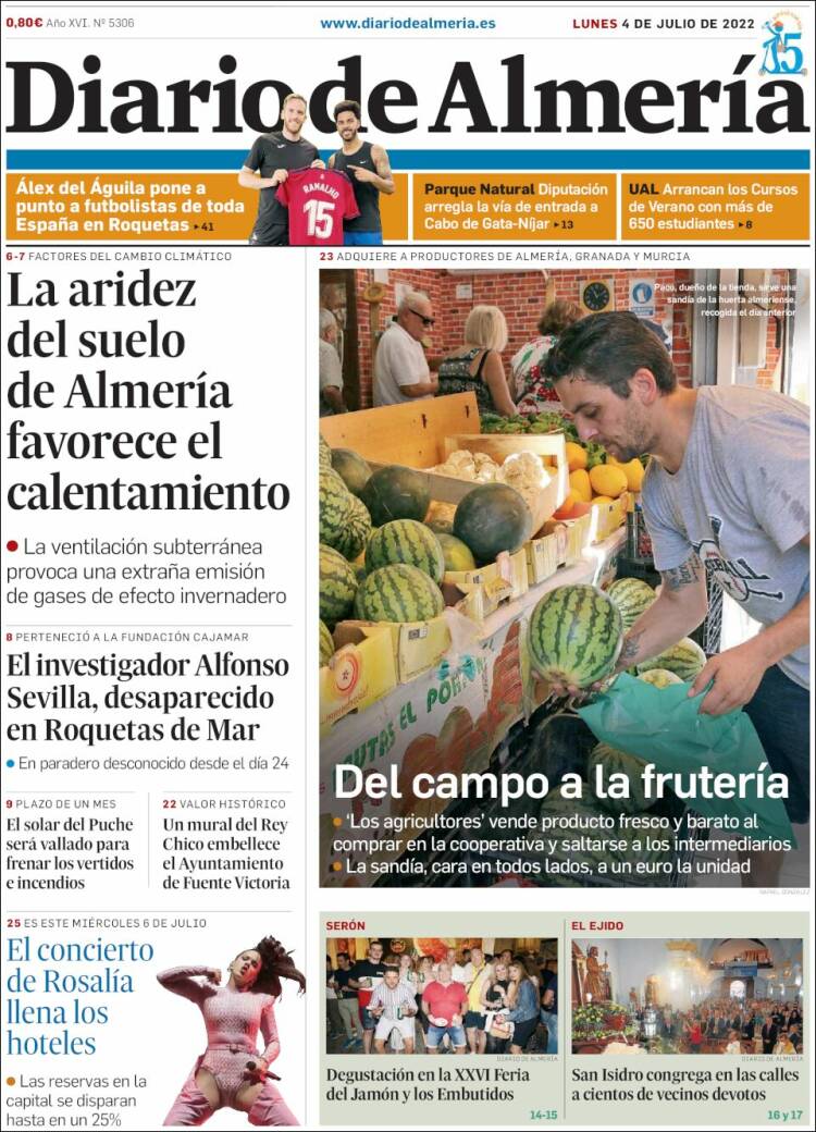 Portada de Diario de Almería (España)